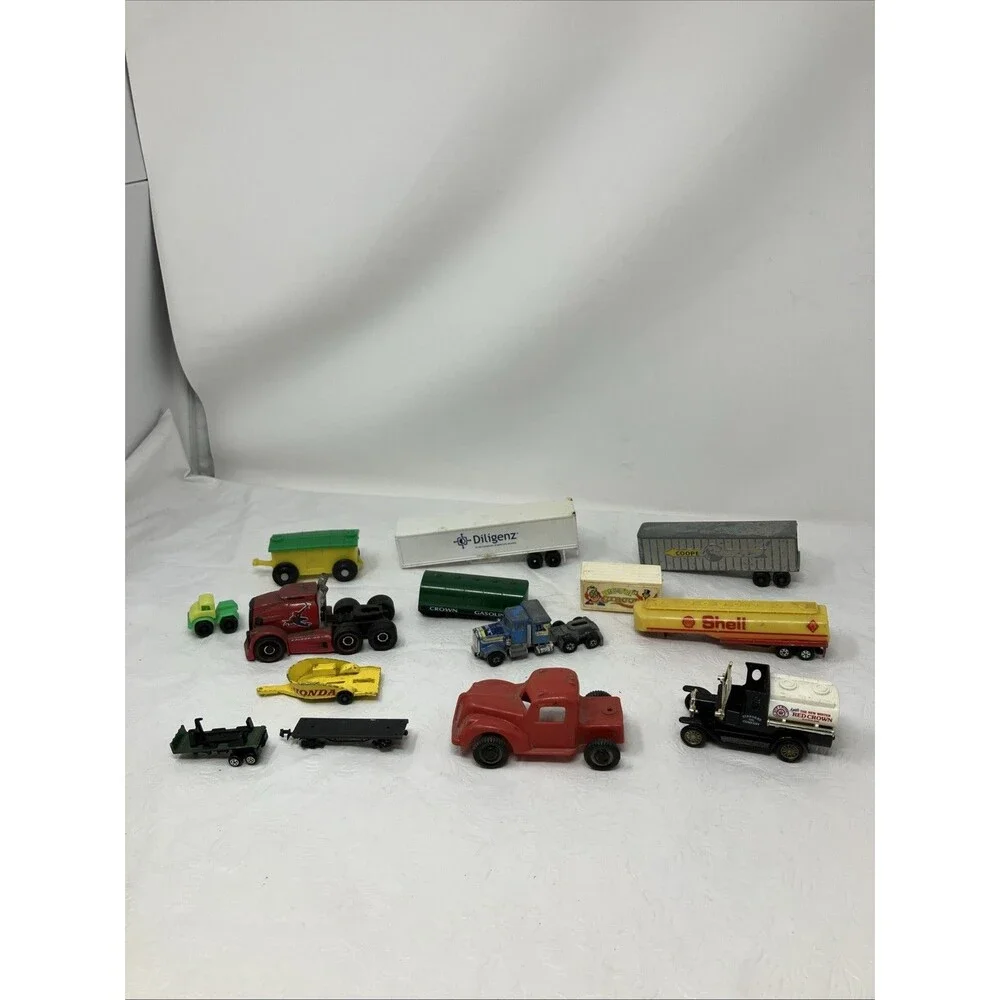VTG DieCast Metal Plastic Vehicles Trucks Trailers Semi Gasoline Transport Lot